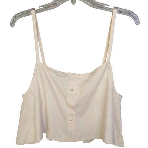 WeWoreWhat Linen Trapeze Tank Top Size M Beige – Cropped Swing Style - Picture 2 of 11